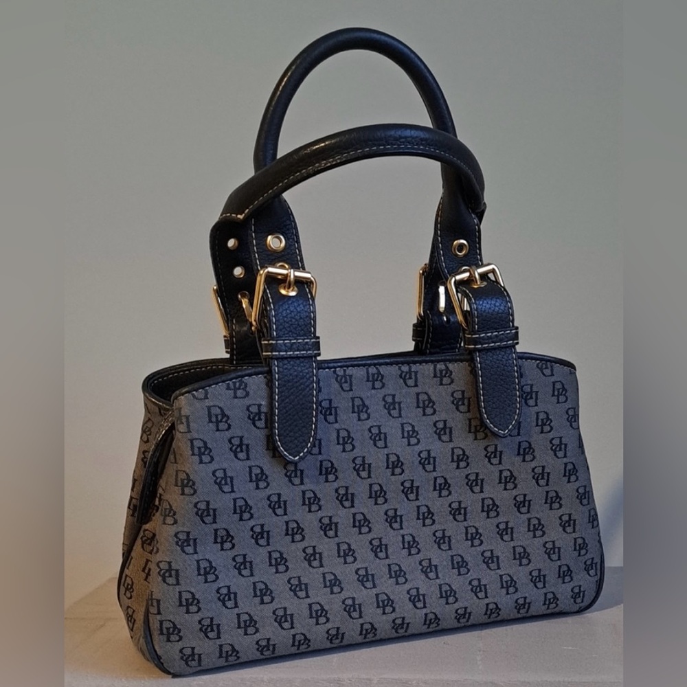 Vintage Y2K Dooney & Bourke Patterned Logo Handbag with Gold Hardware